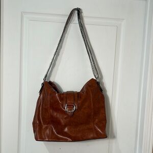 S ZONE Elegant Brown GENUINE Leather Shoulder Bag new with tags